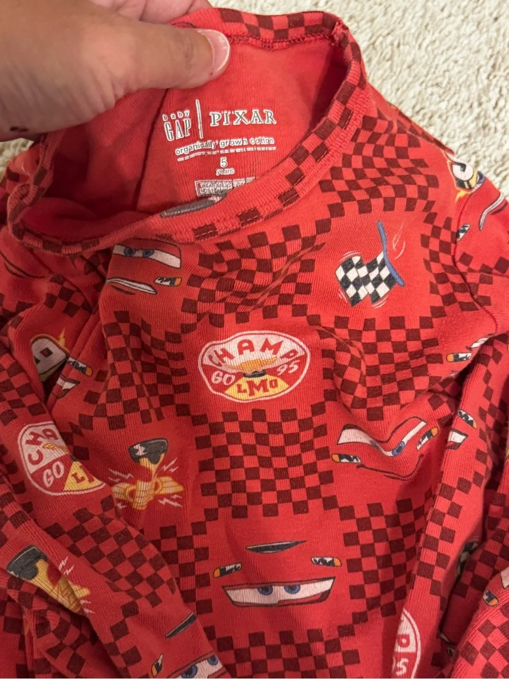 GAP Red Cars Pajama Sets with Lightning McQueen Prints